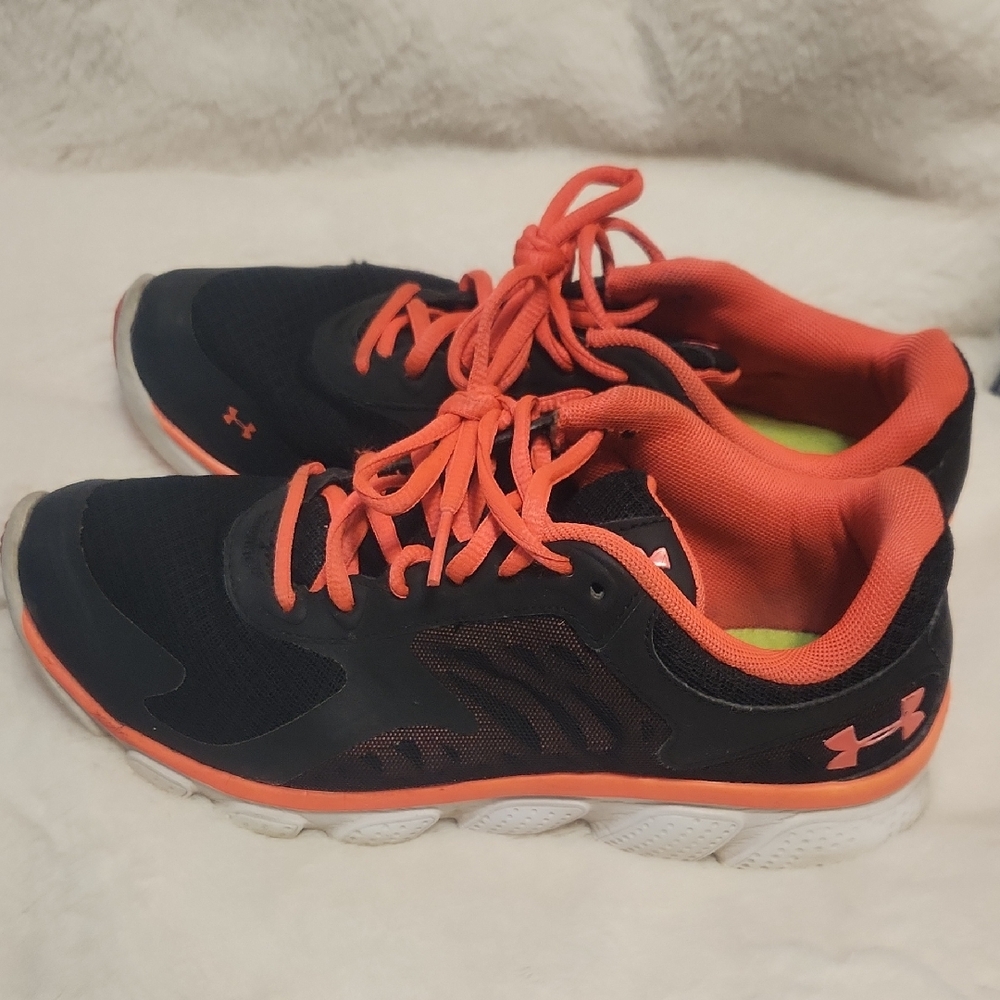 Under Armour Black and Orange Athletic Shoes Sneakers Women's